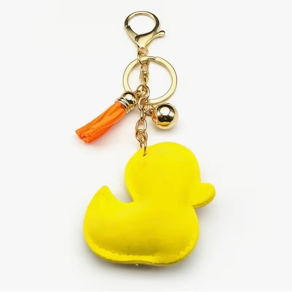 Yellow Sparkling Duck Keychain with Tassel - Picture 2 of 2